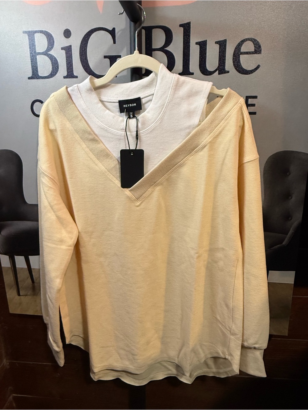 Heyson Layered V‑Neck Pullover in Light Cream